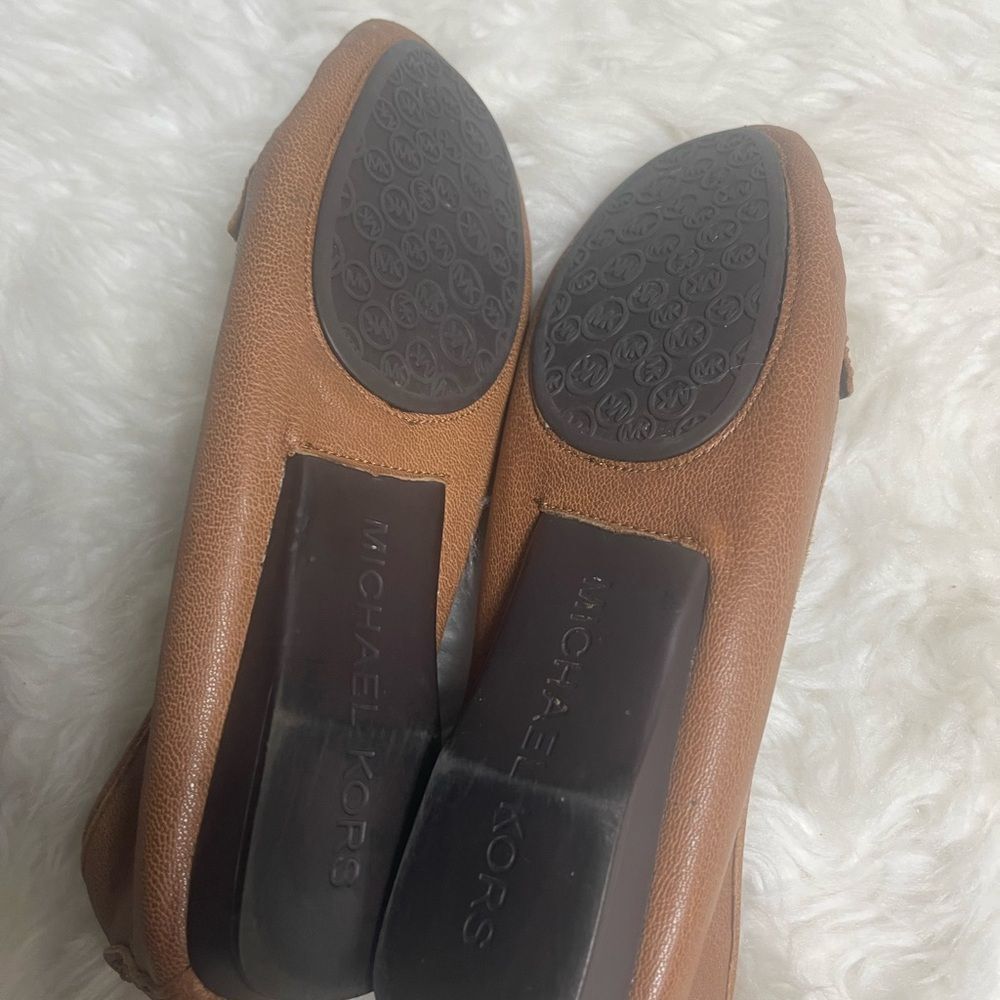 Michael Kors Hamilton Tan Leather Moccasin MK Logo accent SZ8.5 - Picture 10 of 10